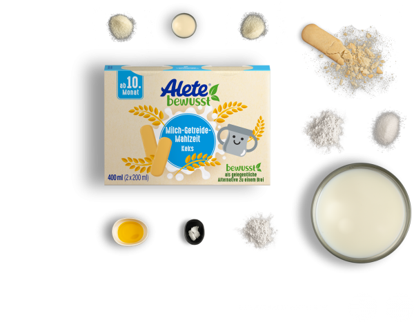Alete bewusst Milch-Getreide-Mahlzeit Keks 6 St. (2x200ml) ab. 10 Monat