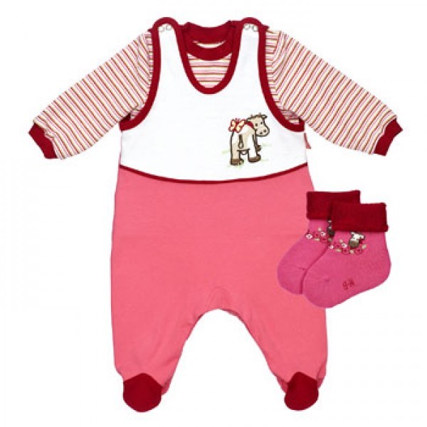 STERNTALER Baby Jersey Strampler Set KUH KLARA weiß