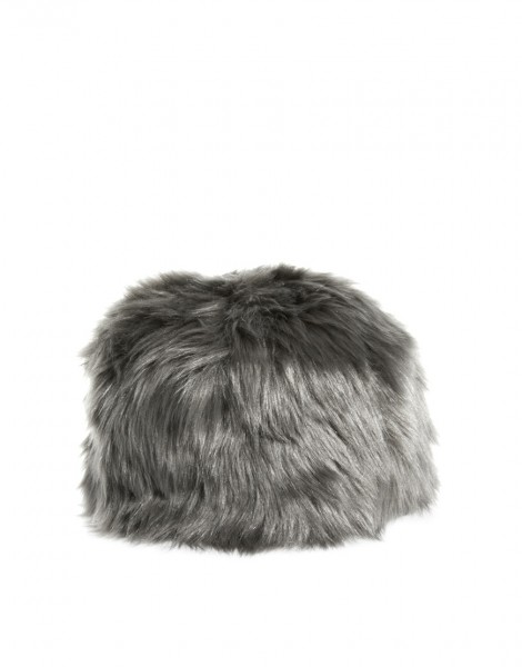 PIECES Fane Faux Fur Hat Grau