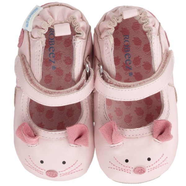 ROBEEZ Lederschuh feste Sohle 3D MOUSE MJ PASTEL PINK 18/6-9M