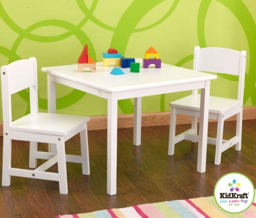 KIDKRAFT Sitzgruppe Aspen Tisch mit 2 Stühlen - weiß (21201)